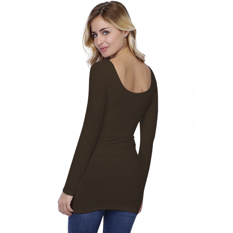 T-shirt long col danseuse manches longues en modal ROXANE10 T-shirt long col danseuse manches longues en modal ROXANE10