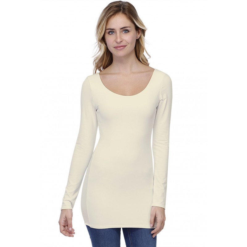 T-shirt long col danseuse manches longues en modal ROXANE10 T-shirt long col danseuse manches longues en modal ROXANE10