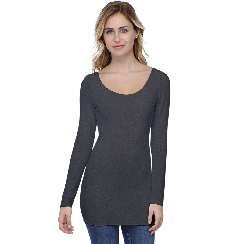 T-shirt long col danseuse manches longues en modal ROXANE10 T-shirt long col danseuse manches longues en modal ROXANE10