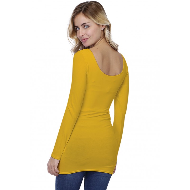 T-shirt long col danseuse manches longues en modal ROXANE10 T-shirt long col danseuse manches longues en modal ROXANE10