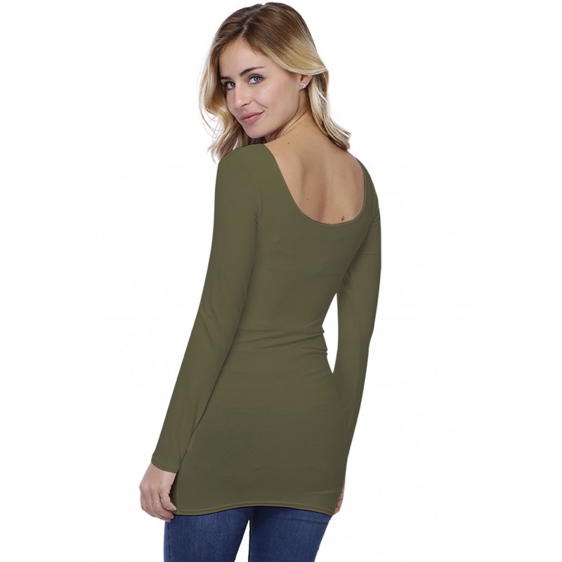 T-shirt long col danseuse manches longues en modal ROXANE10 T-shirt long col danseuse manches longues en modal ROXANE10