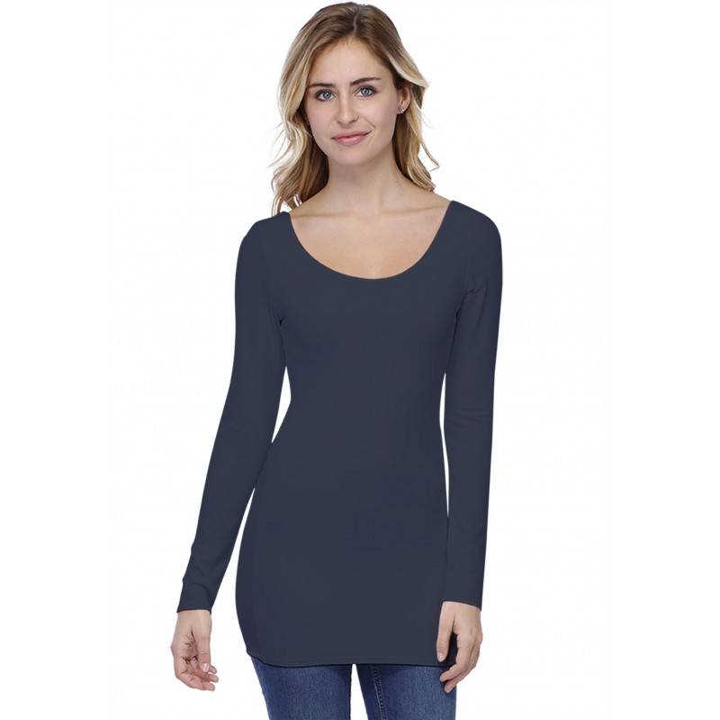 T-shirt long col danseuse manches longues en modal ROXANE10 T-shirt long col danseuse manches longues en modal ROXANE10