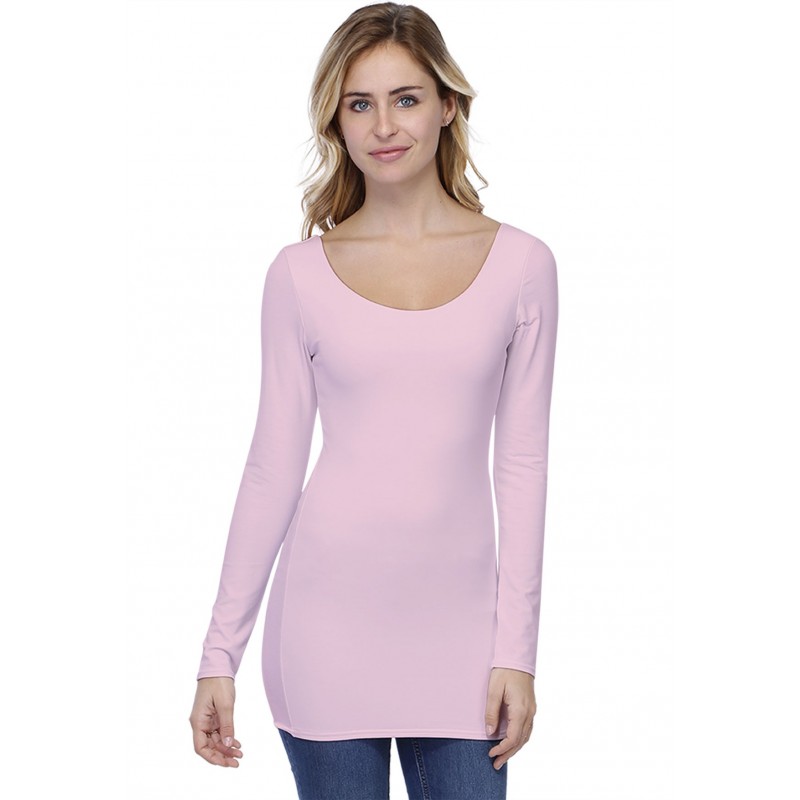 T-shirt long col danseuse manches longues en modal ROXANE10 T-shirt long col danseuse manches longues en modal ROXANE10