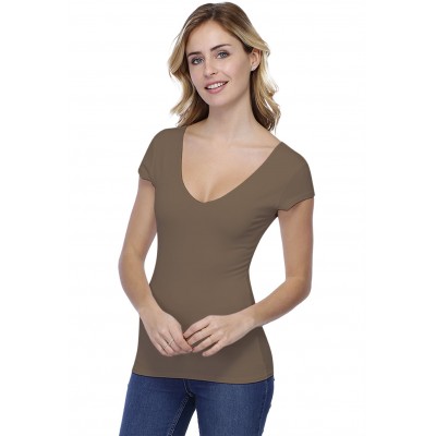T-shirt col V doublé devant et derrière manches courtes en modal VIVI02