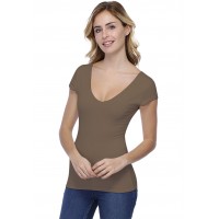 T-shirt col V doublé devant et derrière manches courtes en modal VIVI02