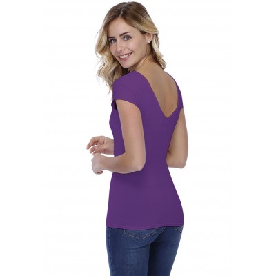 T-shirt col V doublé devant et derrière manches courtes en modal VIVI02