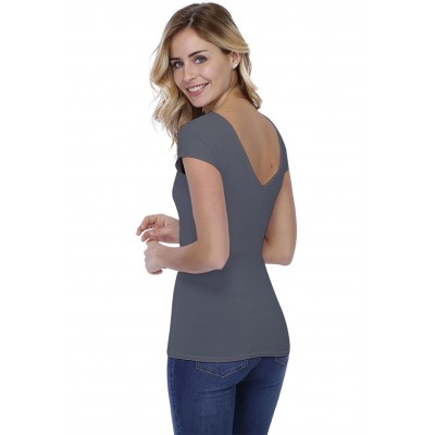 T-shirt col V doublé devant et derrière manches courtes en modal VIVI02
