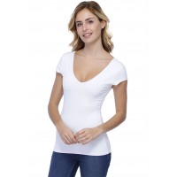 T-shirt col V doublé devant et derrière manches courtes en modal VIVI02