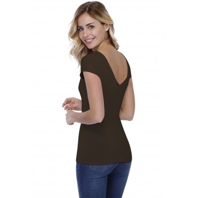 T-shirt col V doublé devant et derrière manches courtes en modal VIVI02