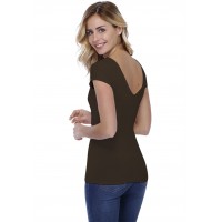 T-shirt col V doublé devant et derrière manches courtes en modal VIVI02