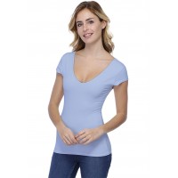 T-shirt col V doublé devant et derrière manches courtes en modal VIVI02