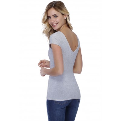 T-shirt col V doublé devant et derrière manches courtes en modal VIVI02