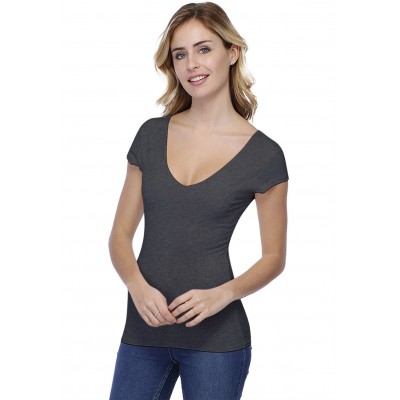 T-shirt col V doublé devant et derrière manches courtes en modal VIVI02