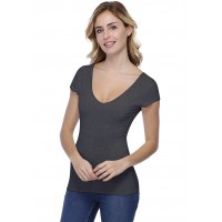 T-shirt col V doublé devant et derrière manches courtes en modal VIVI02