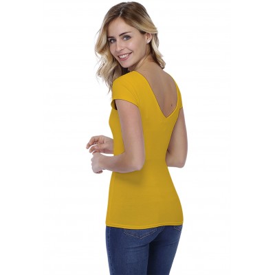 T-shirt col V doublé devant et derrière manches courtes en modal VIVI02