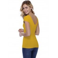 T-shirt col V doublé devant et derrière manches courtes en modal VIVI02