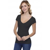 T-shirt col V doublé devant et derrière manches courtes en modal VIVI02