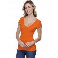 T-shirt col V doublé devant et derrière manches courtes en modal VIVI02