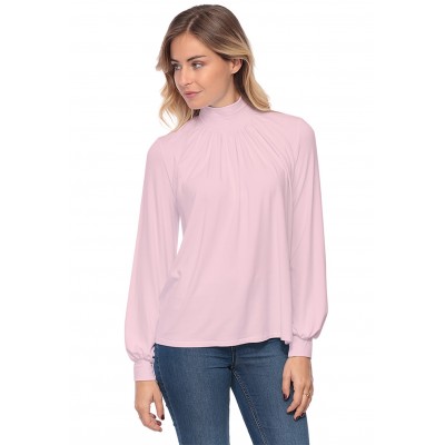 Tee-shirt col montant plissé manches longues SANDY