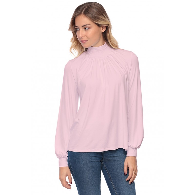 Tee-shirt col montant plissé manches longues SANDY Tee-shirt col montant plissé manches longues SANDY