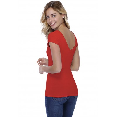 T-shirt col V doublé devant et derrière manches courtes en modal VIVI02