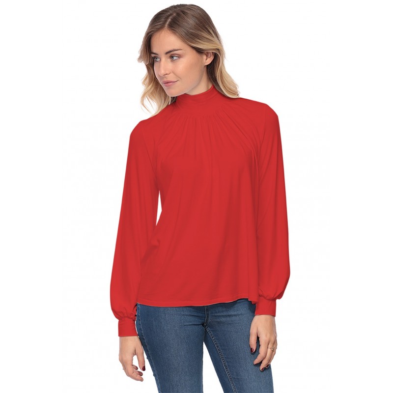 Tee-shirt col montant plissé manches longues SANDY Tee-shirt col montant plissé manches longues SANDY