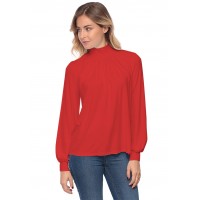 Tee-shirt col montant plissé manches longues SANDY