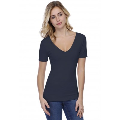 T-shirt col V doublé devant et derrière manches courtes en modal VIVI03