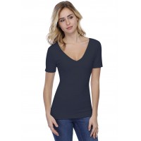 T-shirt col V doublé devant et derrière manches courtes en modal VIVI03