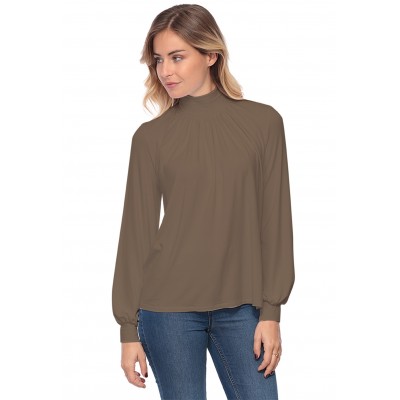Tee-shirt col montant plissé manches longues SANDY
