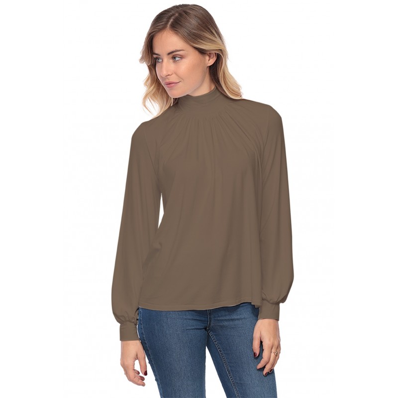 Tee-shirt col montant plissé manches longues SANDY Tee-shirt col montant plissé manches longues SANDY