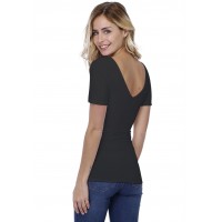 T-shirt col V doublé devant et derrière manches courtes en modal VIVI03