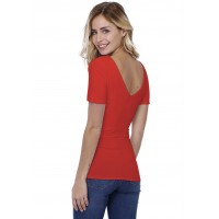T-shirt col V doublé devant et derrière manches courtes en modal VIVI03