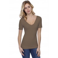 T-shirt col V doublé devant et derrière manches courtes en modal VIVI03