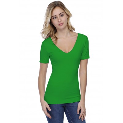 T-shirt col V doublé devant et derrière manches courtes en modal VIVI03