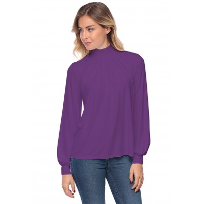 Tee-shirt col montant plissé manches longues SANDY