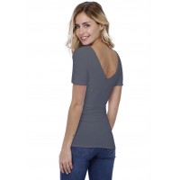 T-shirt col V doublé devant et derrière manches courtes en modal VIVI03