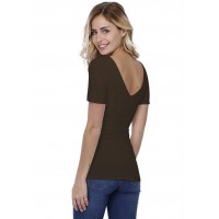 T-shirt col V doublé devant et derrière manches courtes en modal VIVI03