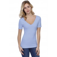 T-shirt col V doublé devant et derrière manches courtes en modal VIVI03