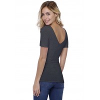 T-shirt col V doublé devant et derrière manches courtes en modal VIVI03