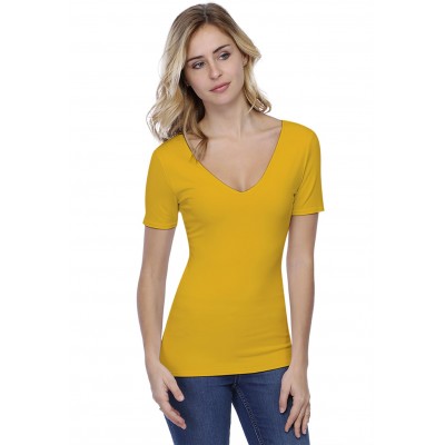 T-shirt col V doublé devant et derrière manches courtes en modal VIVI03