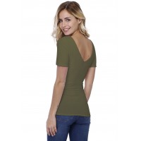 T-shirt col V doublé devant et derrière manches courtes en modal VIVI03
