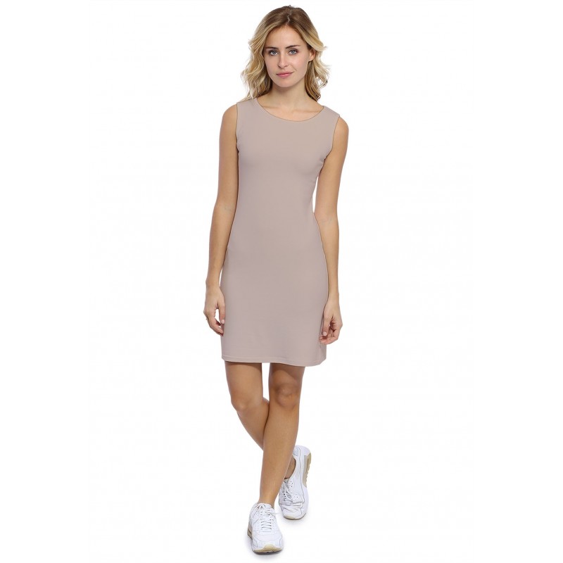 Robe col bateau sans manche en modal GUIMAUVE01 Robe col bateau sans manche en modal GUIMAUVE01