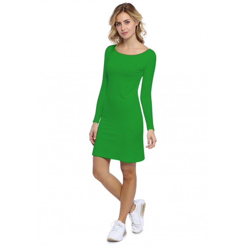 Robe col bateau manches longues en modal GUIMAUVE05 Robe col bateau manches longues en modal GUIMAUVE05