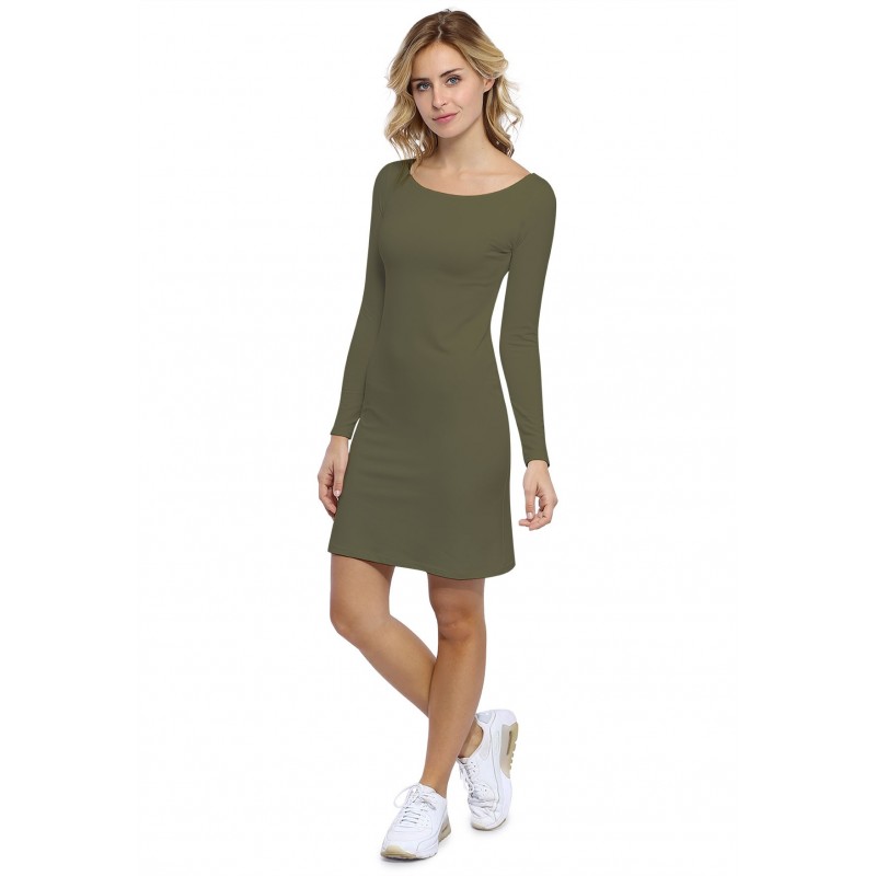 Robe col bateau manches longues en modal GUIMAUVE05 Robe col bateau manches longues en modal GUIMAUVE05