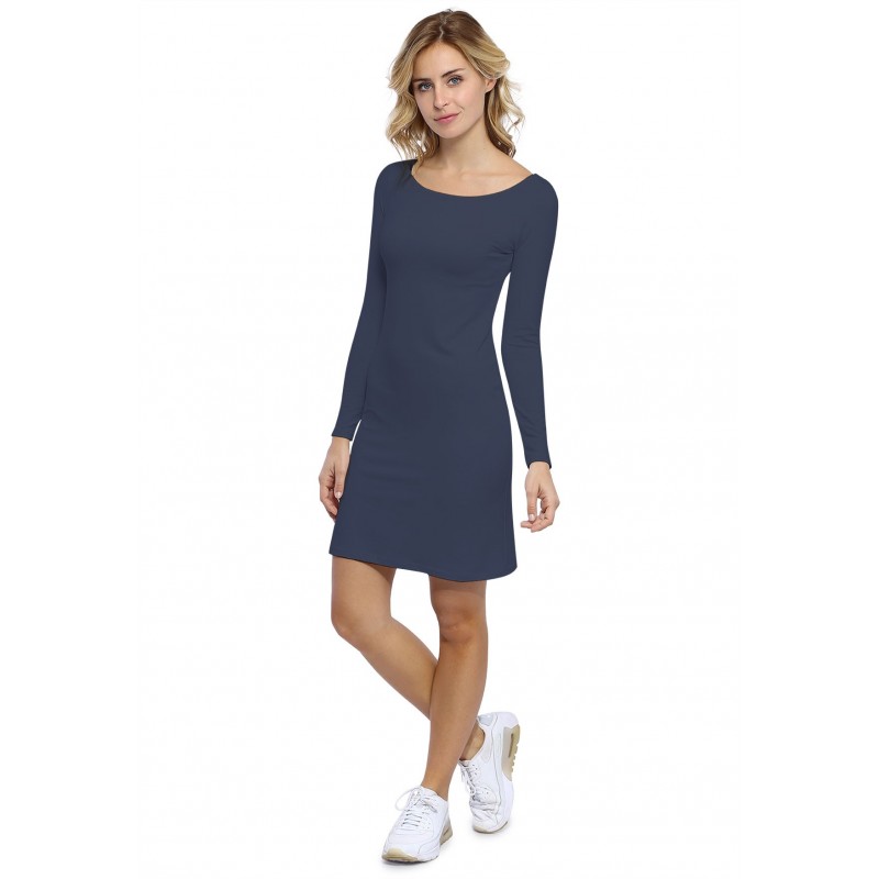 Robe col bateau manches longues en modal GUIMAUVE05 Robe col bateau manches longues en modal GUIMAUVE05