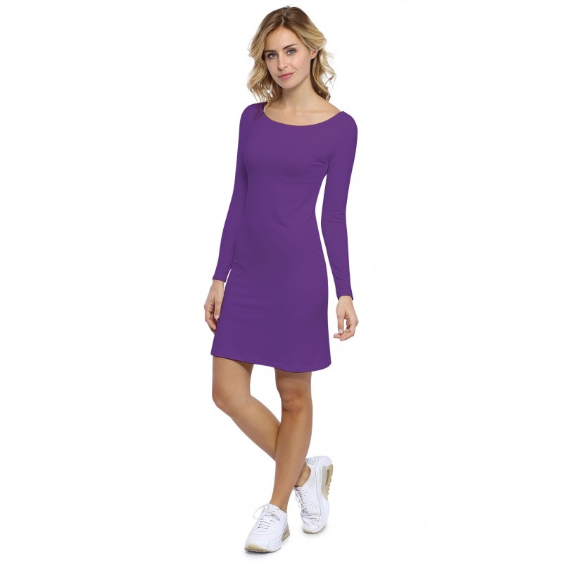Robe col bateau manches longues en modal GUIMAUVE05 Robe col bateau manches longues en modal GUIMAUVE05