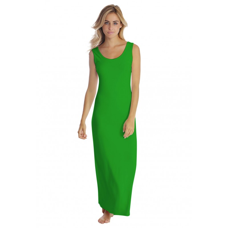 Robe longue col danseuse sans manches en modal GILDA Robe longue col danseuse sans manches en modal GILDA
