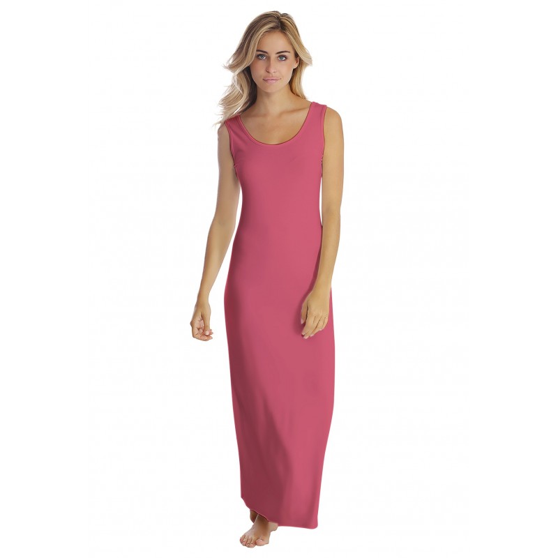 Robe longue col danseuse sans manches en modal GILDA Robe longue col danseuse sans manches en modal GILDA