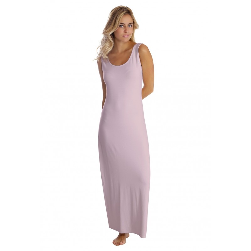 Robe longue col danseuse sans manches en modal GILDA Robe longue col danseuse sans manches en modal GILDA